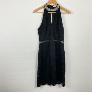 Francescas‎ Black Lace Dress Halter Neck Beaded Embellished Party Cocktail